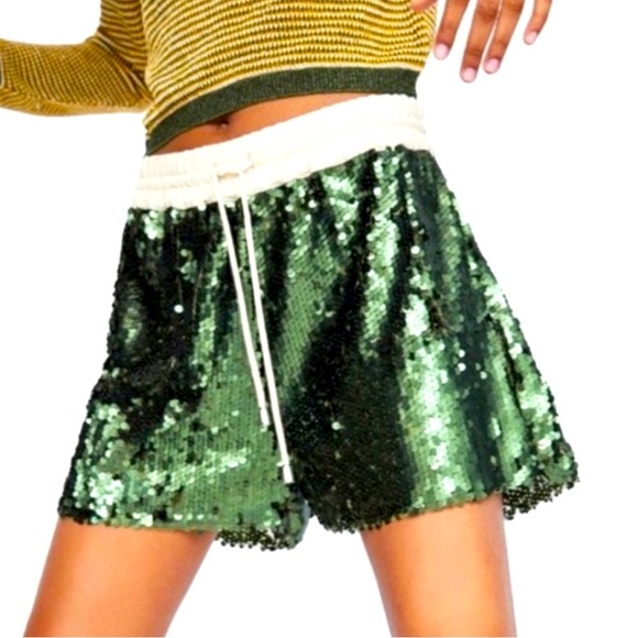 Zara Pants - Zara Matte Green Sequin Shorts Small